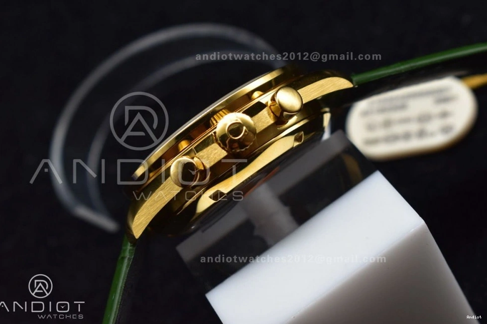 Gold Green Manual Speedmaster Green YG in Dial Chrono Strap Leather on RMF Moonshine Moonwatch Edition Best 0701